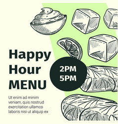 Happy Hour Menu In Restaurant Or Cafe Banner