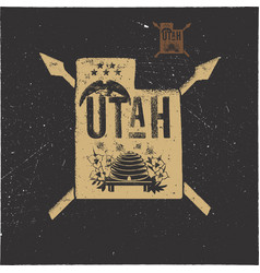 Retro Utah Poster With Local Symbols Usa State