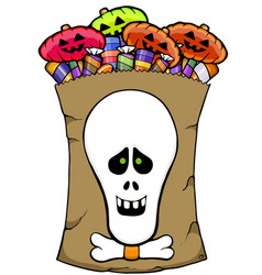 Sack Full Of Candy With Face Of A Skeleton