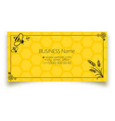 Yellow Business Card With Bees And Flowers