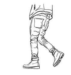 Drawing Mans Legs In Tight Jeans And Boots