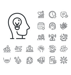 Mental Health Line Icon Brain Idea Sign Online