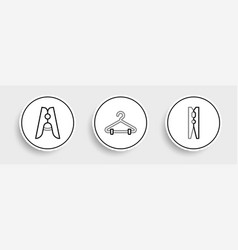 Set Line Clothes Pin And Hanger Wardrobe Icon