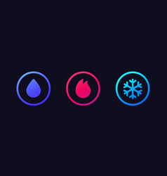 Water Fire And Ice Icons In Circles