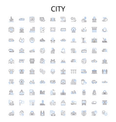 City Outline Icons Collection Town Metropolis