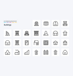 25 Buildings Line Icon Pack