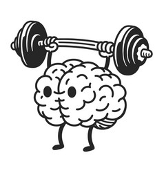 Brain Cartoon Lifting Weights