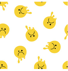 Groovy Melting Smile Face Seamless Pattern