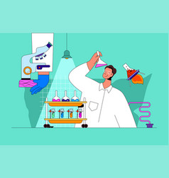 Science Laboratory Web Concept With Character