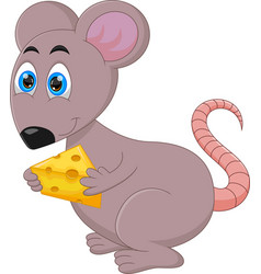 Cartoon Happy Mouse Holding Cheese