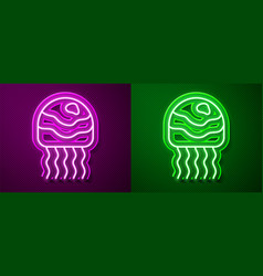 Glowing Neon Line Jellyfish Icon Isolated