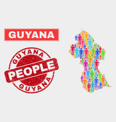 Guyana Map Population People And Grunge Stamp Seal