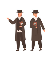 Two Orthodox Jews In Traditional Clothes And Hat