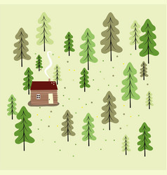 A Small Wooden House In Pine Forest