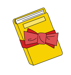 Thick Yellow Book Tied In Red Gift Ribbon