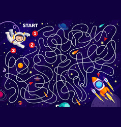 Kids Space Labyrinth Maze Game Quiz Kid Astronaut