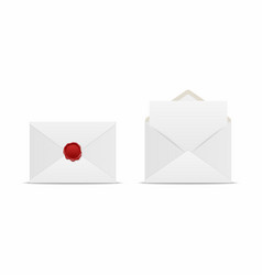 Realistic White Closed Envelope With Red