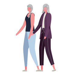 Two Senior Women Cartoons Design