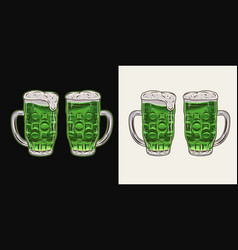 Full Glass Of Green Beer Mug With Handle