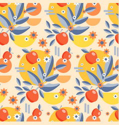 Hand Drawn Flat Fruit And Floral Pattern