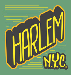 Harlem New York Usa Label Sign Logo Hand Dra