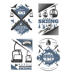 Nordic Skiing Emblem Design Set