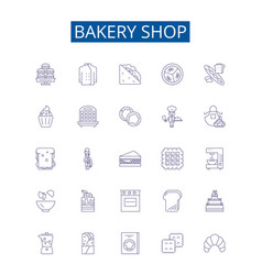 Bakery Shop Line Icons Signs Set Design