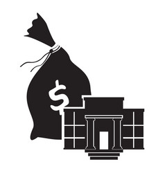 Bank Building With A Money Bag Icon