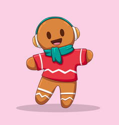 Cute Gingerbread Character With Red Sweater And