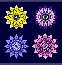 Multicolored Round Geometric Floral Patter