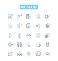 Museum Line Icons Set Museum Exhibit