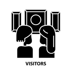 Visitors Icon Black Sign With Editable