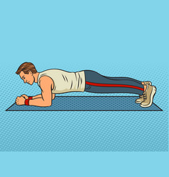 Man Doing Plank Exercise Comic Pop Art