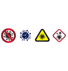 Coronavirus Hazard Warning Signs Set Covid-19