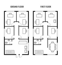 Ground And First Floor Plan With Furniture