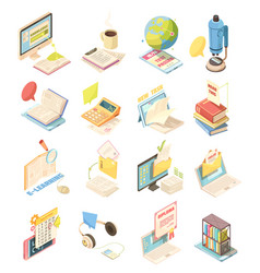 E-learning Isometric Icons Set