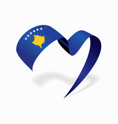 Kosovo Flag Heart-shaped Wavy Ribbon