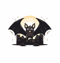 Bat Flying In The Moonlight Cute Cartoon