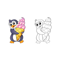 Cartoon Penguin With Ice Cream