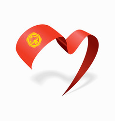 Kyrgyzstani Flag Heart-shaped Wavy Ribbon