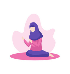 Muslim Woman Praying To Allah During Salat Flat