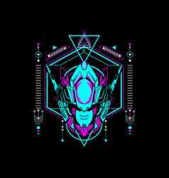 Mecha Head With Sacred Geometrical Frame