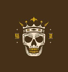 Vintage Art Of A Skull Wearing Crown