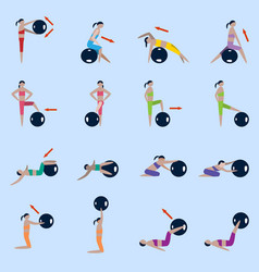 Fitness Ball Icons Set