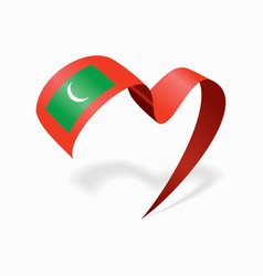 Maldives Flag Heart-shaped Wavy Ribbon