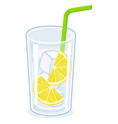 Glass Of Sparkling Water With Slices Lemon