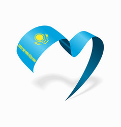 Kazakhstan Flag Heart-shaped Wavy Ribbon