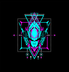 Mecha Head With Sacred Geometrical Frame