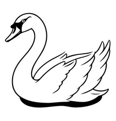 Swan On The Water In Flat Cartoon Style