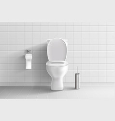 Toilet In Bathroom 3d Isolated Seat White Tile